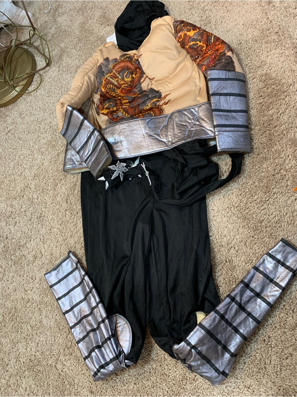 Spirit Black and Tan Dragon Ninja Costume with Silver Armor Accents
